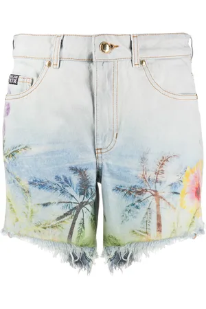 VERSACE Short en jean imprimé