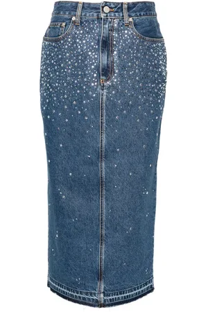 Alessandra Rich Jupe crayon mi-longue à strass