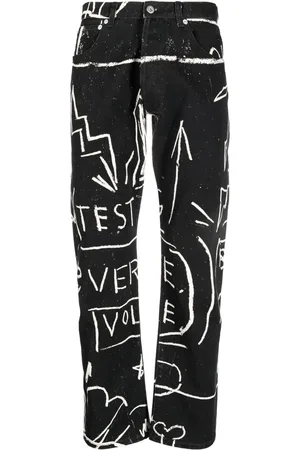 Honey Fucking Dijon Pantalon droit à imprimé graphique