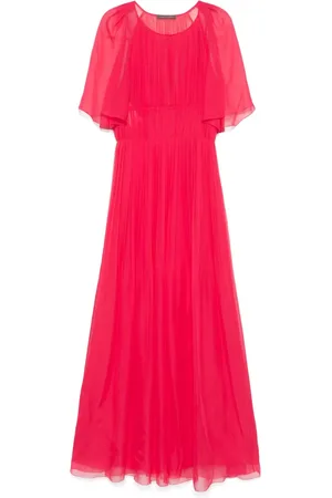 Alberta Ferretti Robe longue en soie à effet plissé