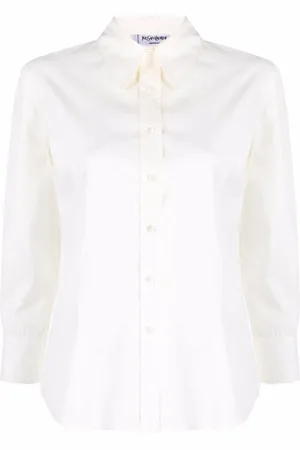 Saint Laurent Chemise en soie à manches crop (années 2000)