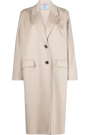 Prada Manteau en cachemire mélangé à logo brodé