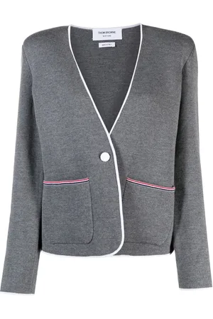 Thom Browne Veste ceinturée à design sans col