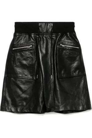 R13 Short en cuir à design croisé