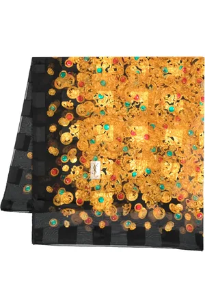 Saint Laurent Foulard en soie à imprimé graphique (années 1980)