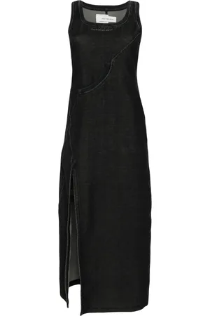 Feng Chen Wang Robe longue en jean à design sans manches