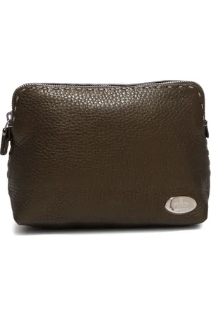 Fendi Pochette en cuir à plaque logo