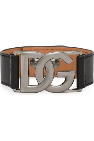 Dolce & Gabbana Bracelet en cuir à plaque logo