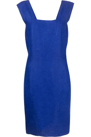 VERSACE Robe en lin à design sans manches (années 1970)