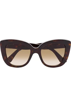 Gucci Lunettes de soleil Havana à monture papillon