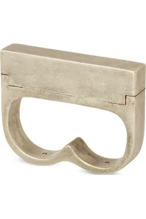 PARTS OF FOUR Bague Plate Double Cuboid en sterling
