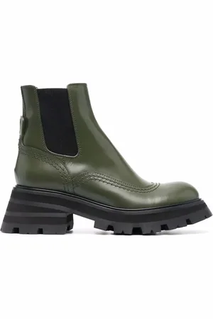 Alexander McQueen Bottines en cuir à semelle crantée