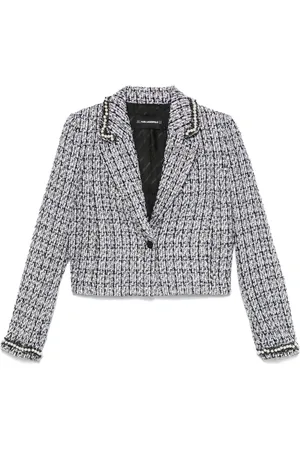 Karl Lagerfeld Veste en tweed à perles artificielles
