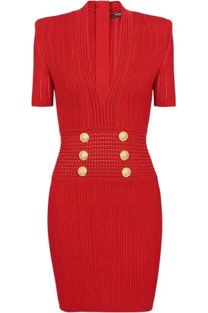 Balmain Robe en maille à col v