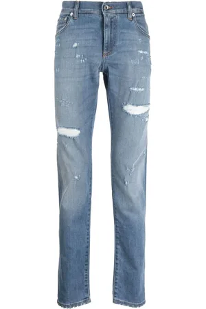 Dolce & Gabbana Jean effet-usé à plaque logo