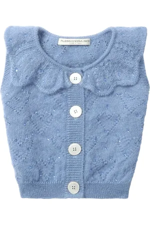 Alessandra Rich Haut crop en maille à col volanté
