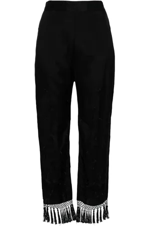 SEMICOUTURE Pantalon droit à fleurs brodées