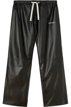 Palm Angels Pantalon de jogging en cuir à logo imprimé
