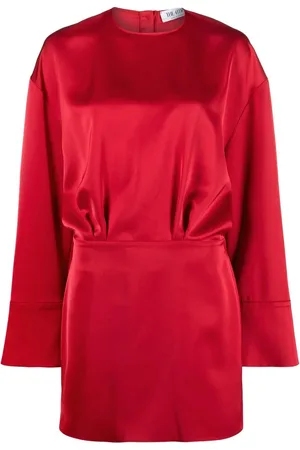 The Attico Robe en satin à manches longues