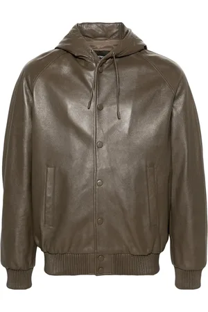 Emporio Armani Veste bomber en cuir à capuche