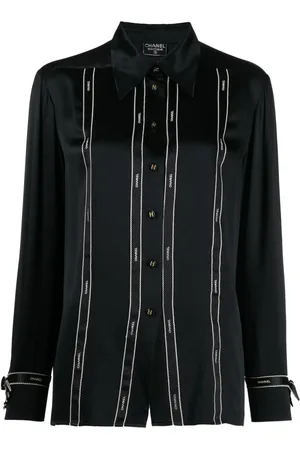 CHANEL Chemise en soie à ruban logo (1990)