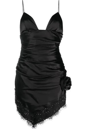 Alessandra Rich Robe asymétrique à appliques fleurs