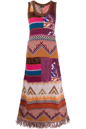 Etro Robe longue en maille intarsia