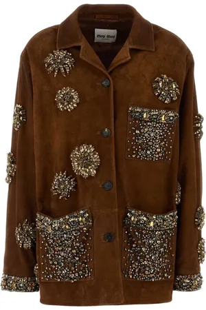 Miu Miu Veste en cuir à ornements en cristal