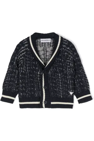 Emporio Armani Cardigan en maille chinée à logo brodé