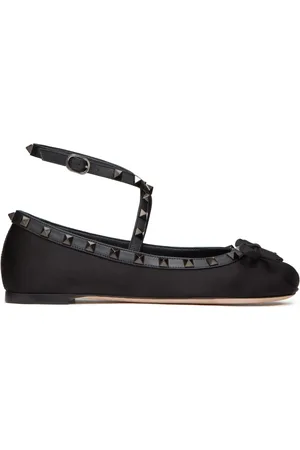 VALENTINO GARAVANI Ballerines en satin à ornements Rockstud