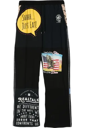 Marine Serre Pantalon en coton à design patchwork