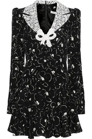 Alessandra Rich Robe courte en soie à fleurs