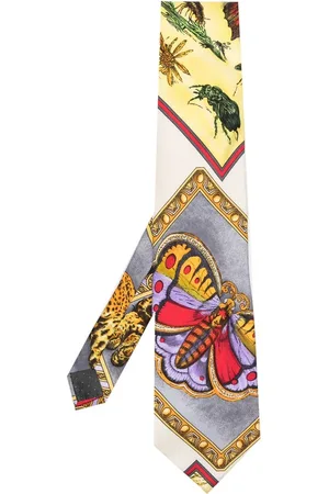 VERSACE Cravate en soie à imprimé graphique (années 1990)
