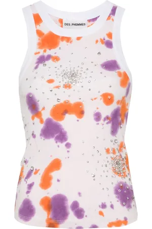 Des Phemmes Haut tie dye à ornements en cristal