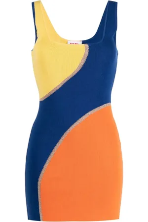 Solid Robe de plage nervurée à design colour block