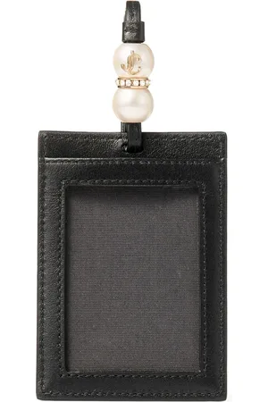 Jimmy Choo Porte-cartes en cuir à détails de perles