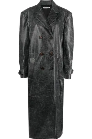 Alessandra Rich Manteau en cuir à boutonnière croisée