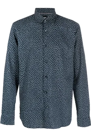 HUGO BOSS Chemise en lin à imprimé abstrait