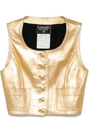 CHANEL Haut crop en cuir