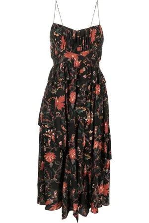 ULLA JOHNSON Robe en soie Renata à imprimé Obsidian