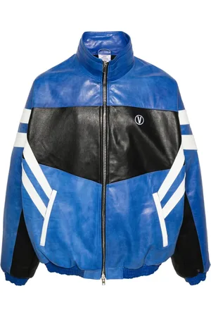 Vetements Veste bomber en cuir à logo brodé