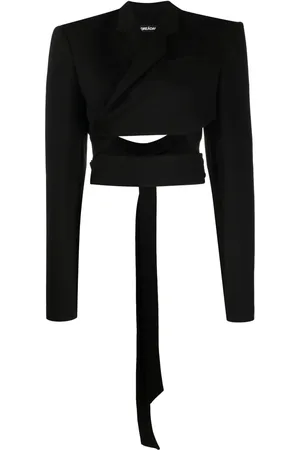 ANDREADAMO Veste crop à bretelles croisées