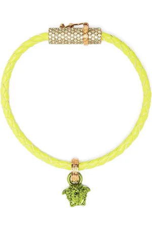 VERSACE Bracelet en cuir à ornements en cristal