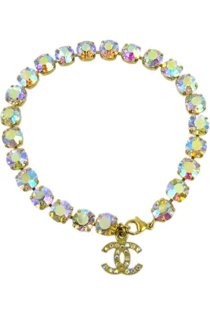 CHANEL Bracelet cheville en chaîne à strass (1995)