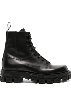 VERSACE Bottines Greca Portico en cuir