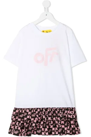 OFF-WHITE Robe volantée à logo imprimé