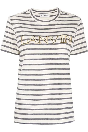 Lanvin T-shirt rayé à logo imprimé