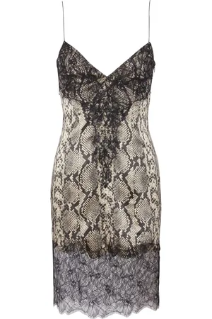 Balmain Robe courte en dentelle à imprimé peau de python