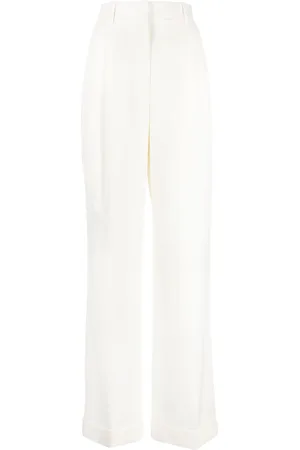 Casablanca Pantalon droit en laine à taille haute