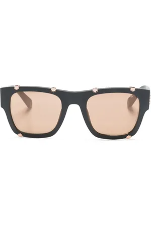 Philipp Plein Lunettes de soleil carrées à plaque logo